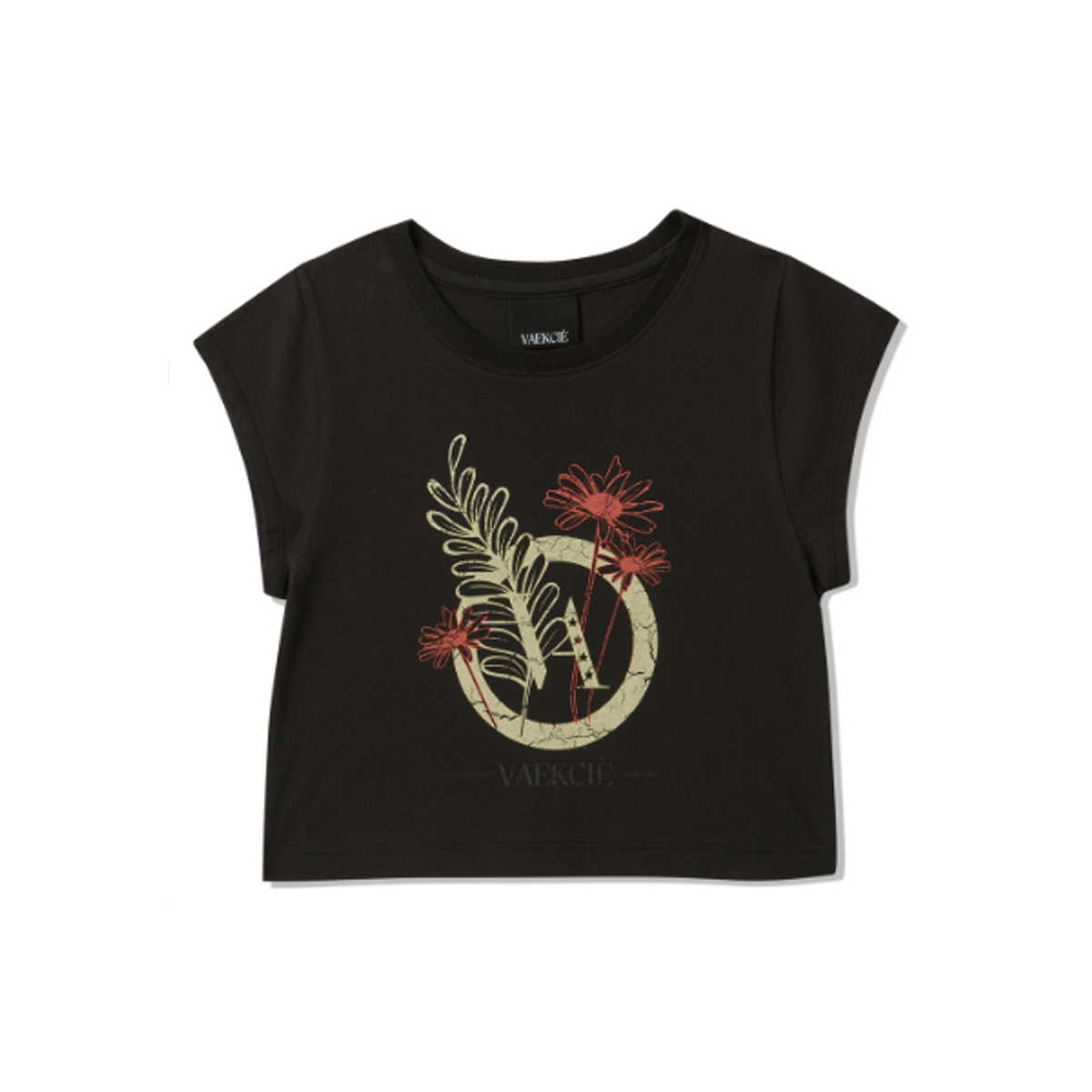 백씨(VAEKCIE) VA BOTANICAL CAP SLEEVE T-SHIRT_BLACK