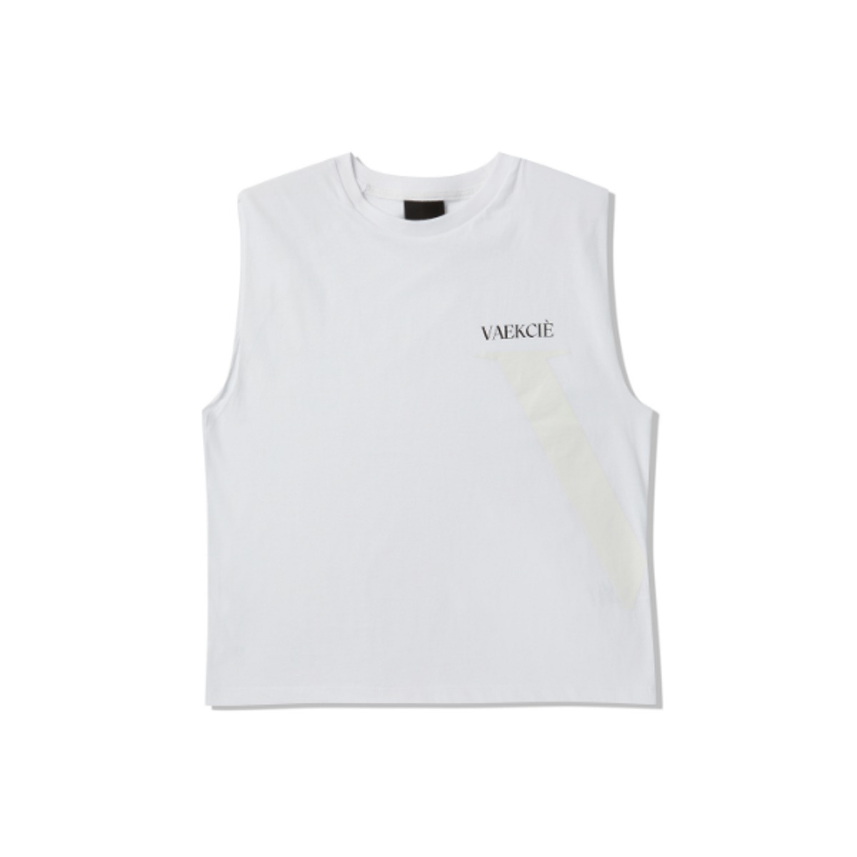 백씨(VAEKCIE) PADDED SHOULDER LOGO SLEEVELESS_WHITE