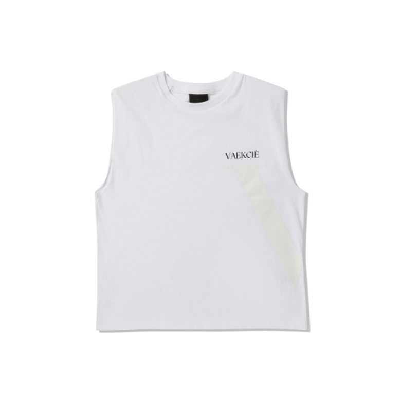 PADDED SHOULDER LOGO SLEEVELESS_WHITE
