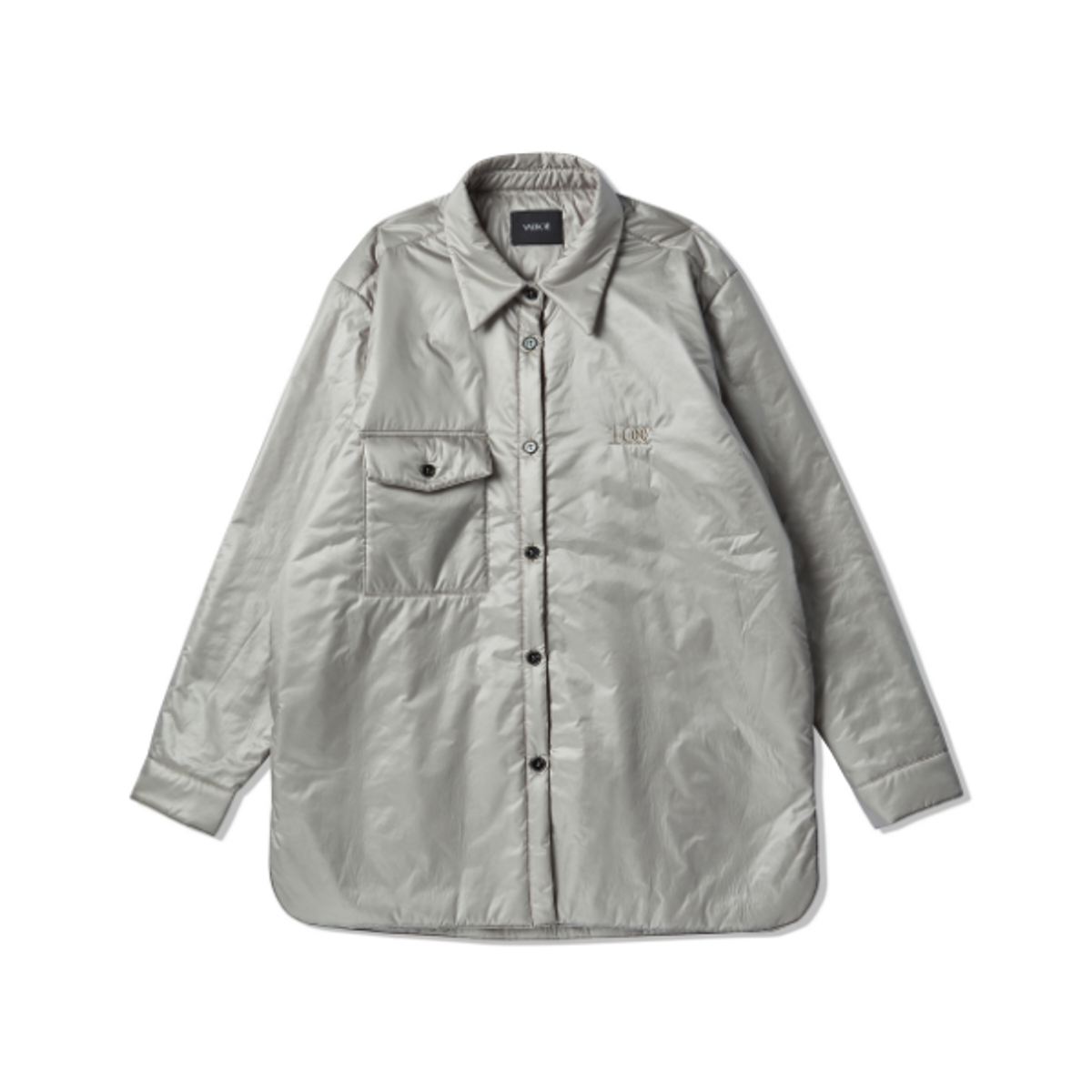 백씨(VAEKCIE) GLOSSY PADDED OUTER SHIRTS_W.GREY