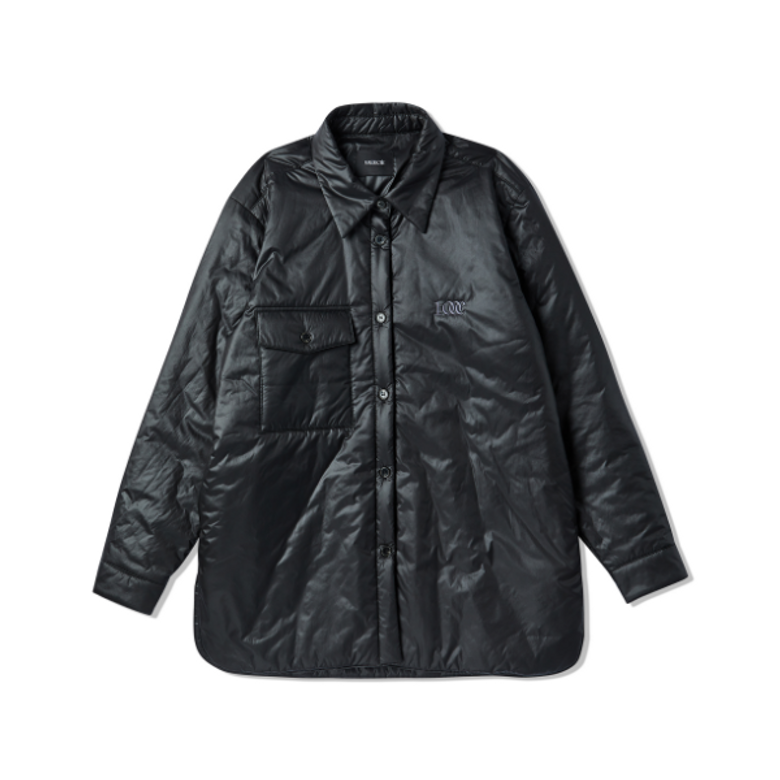 GLOSSY PADDED OUTER SHIRTS_BLACK