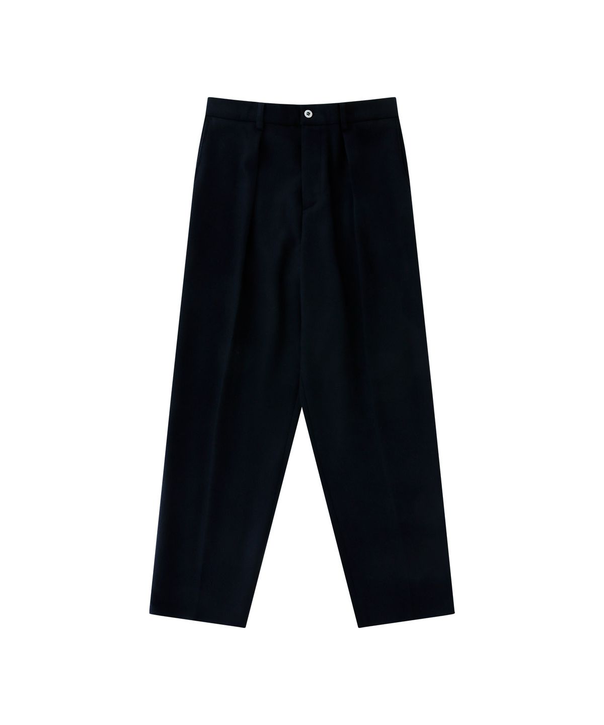 벨리프(BELLIEF) [Easy line] Wool Flannel banding pants (Navy)