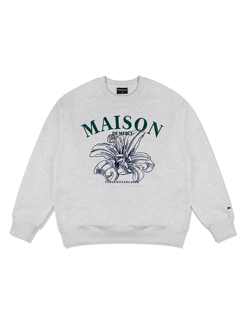 UNISEX 르리스 엠보 자수 맨투맨 애쉬그레이네이비(FCC3TS478M)