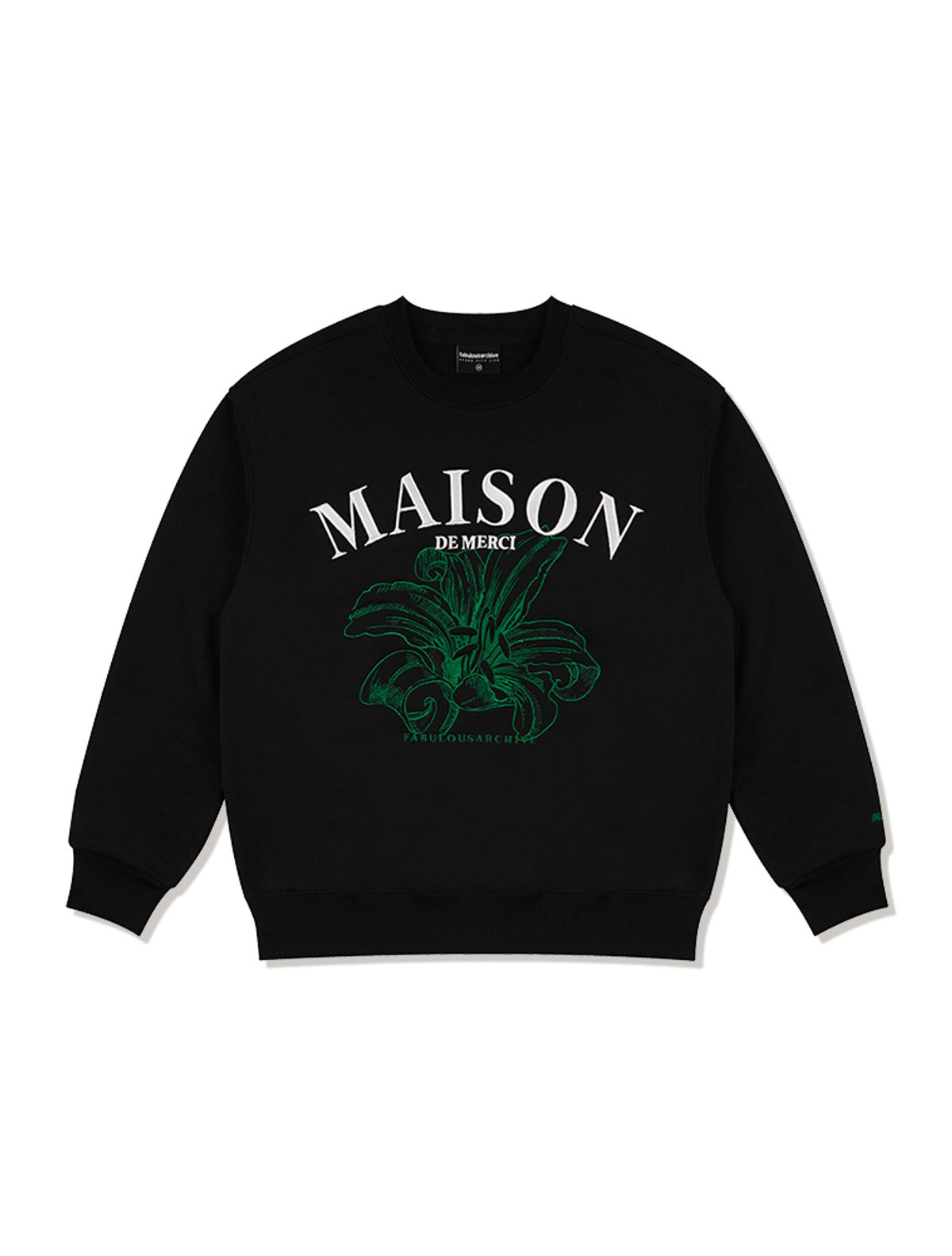 라 메종 스튜디오(LA MAISON STUDIO) UNISEX 르리스 엠보 자수 맨투맨 블랙화이트(FCC3TS478M)
