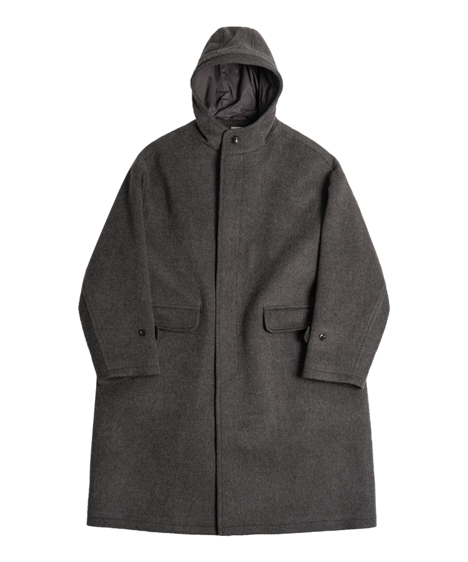 MUSINSA | ROUGH SIDE Hooded Rover Coat Melange Brown