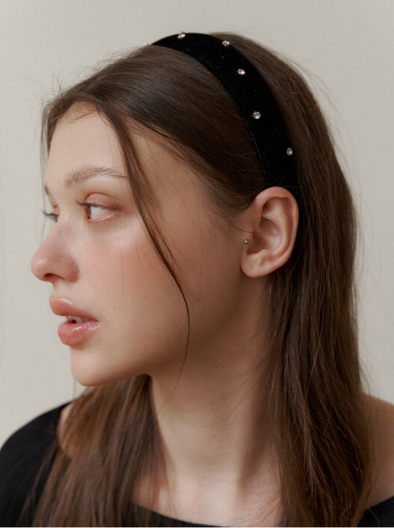 cubic point velvet head band