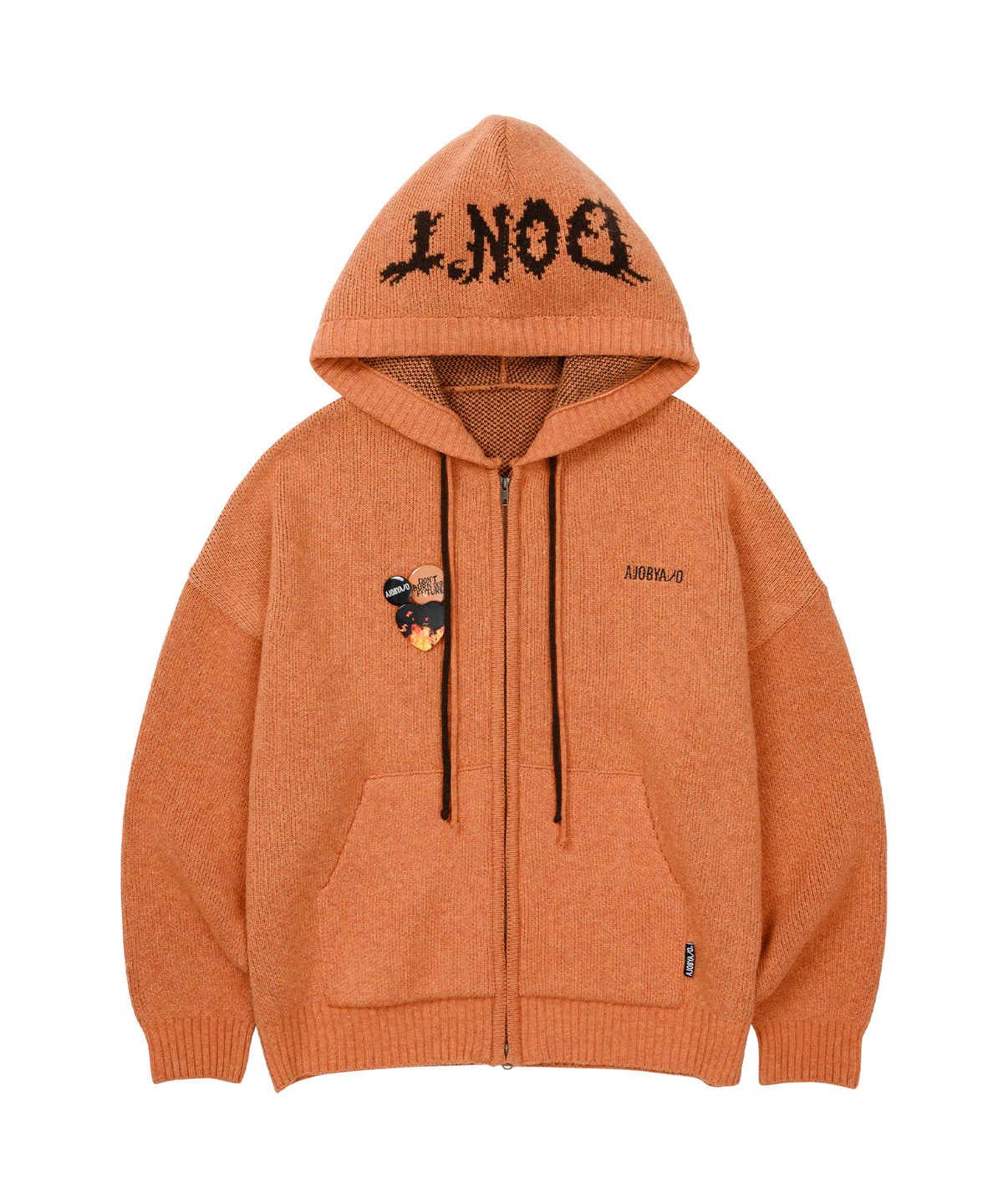 아조바이아조(AJOBYAJO) [PBA] DBOF Wool Knit Zip-Up Hoodie [ORANGE]