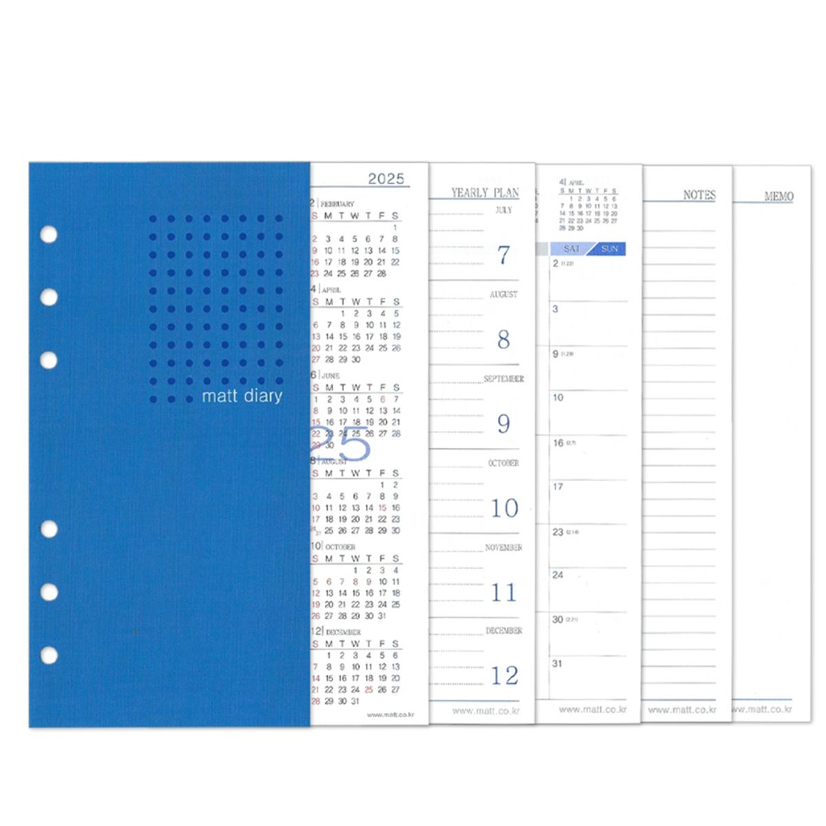 마뜨(MATT) 2026 A6 48절 6공 다이어리 내지 속지 8.6x17cm N94181