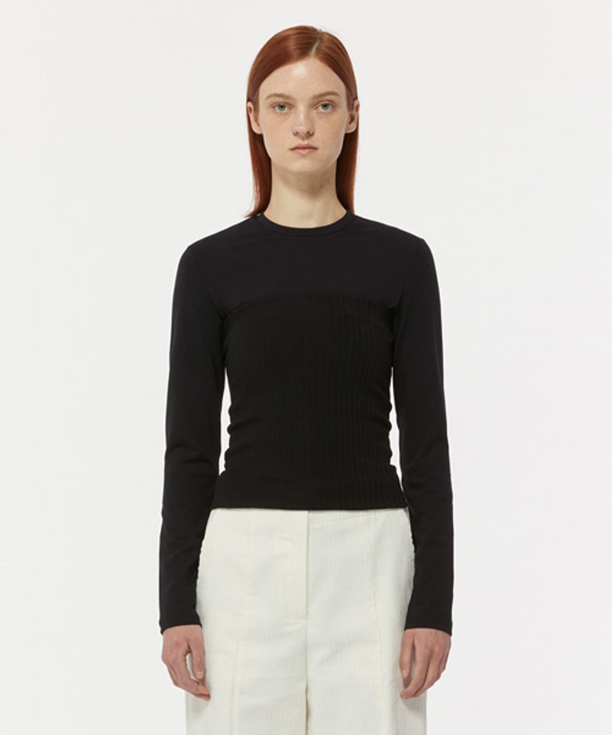 레이디 볼륨(LADY VOLUME) RIBBED KNIT TUBE TOP_BLACK