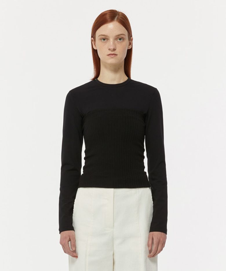 RIBBED KNIT TUBE TOP_BLACK