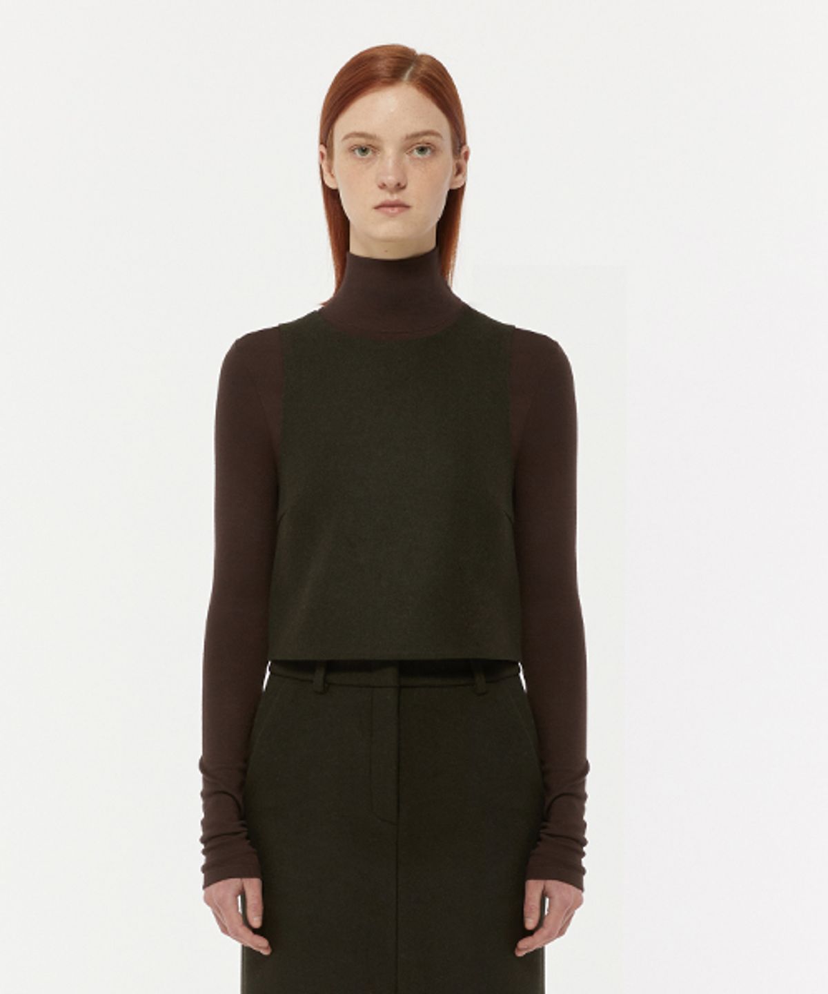 레이디 볼륨(LADY VOLUME) BACK OPEN WOOL TOP_KHAKI