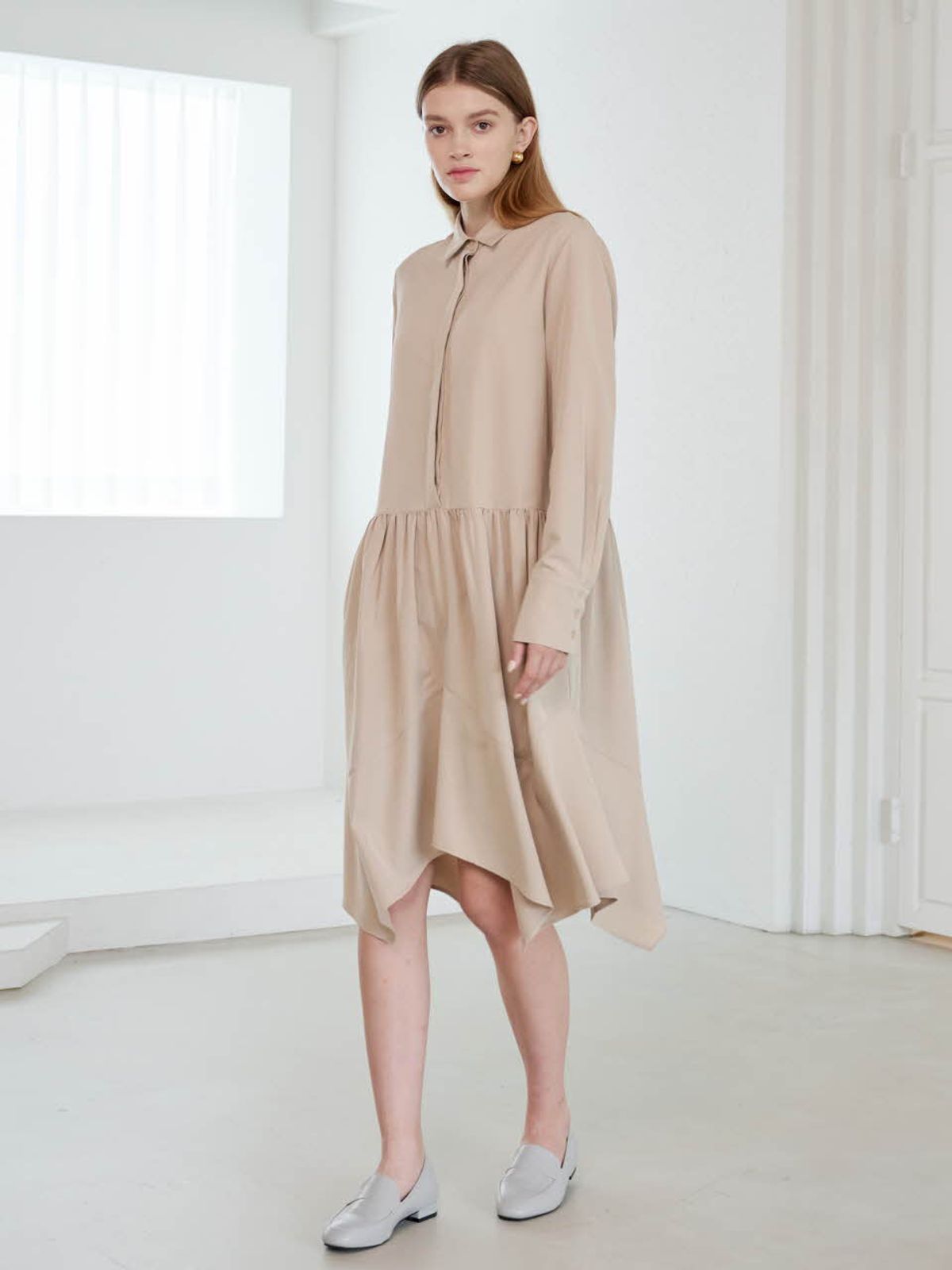 코엣(COETT) 마틸다 셔츠 원피스 Matilda Shirt Dress_BEIGE