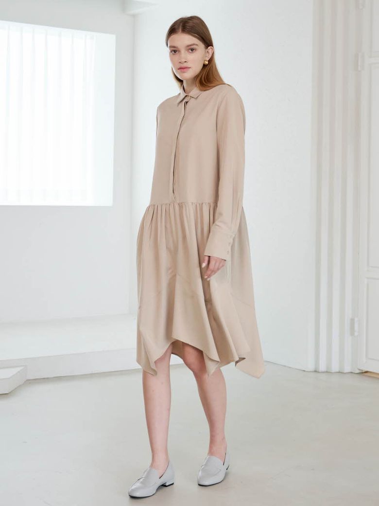 마틸다 셔츠 원피스 Matilda Shirt Dress_BEIGE