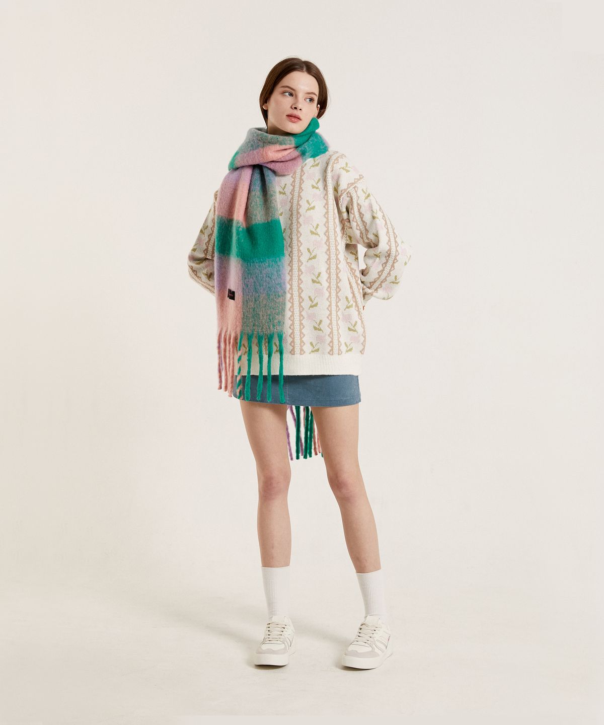 핑크파인애플(PINK PINEAPPLE) COLORED CHECK MUFFLER_PINK