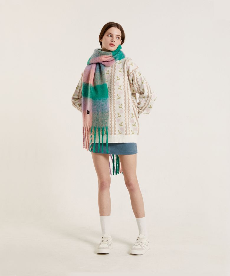 COLORED CHECK MUFFLER_PINK