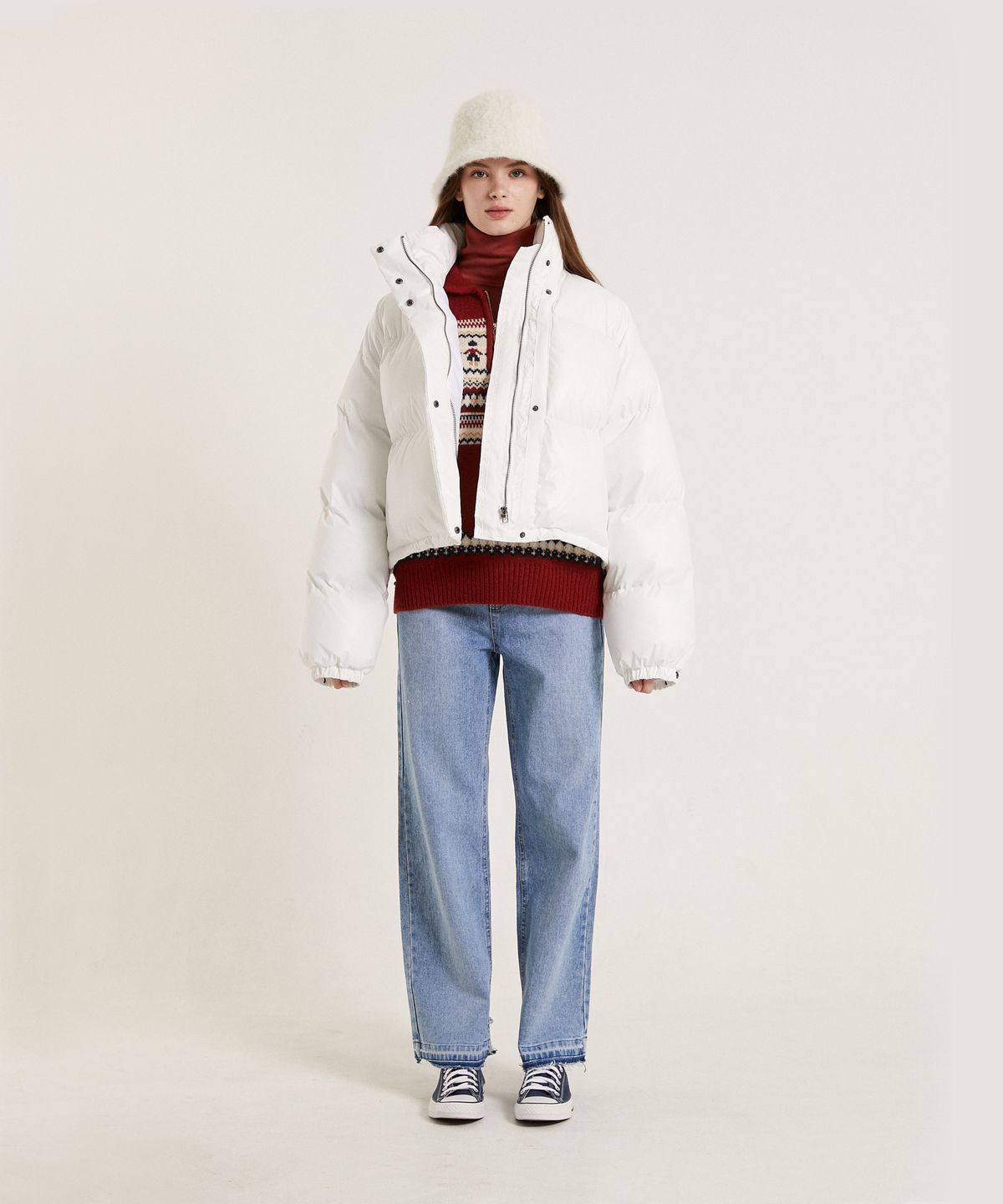 핑크파인애플(PINK PINEAPPLE) AIR POCKET JUMPER_WHITE