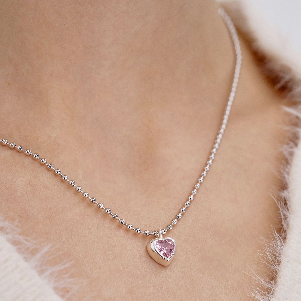 TATIANA☆[Silver925] Witty Cubic Heart String Necklace Designer fashion, Seoul-fully created | W Concept