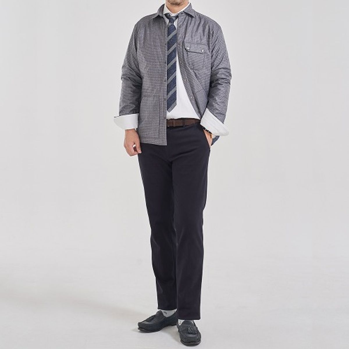 블랙브라운(BLACKBROWN) 패딩 셔츠 자켓 [GRAY]