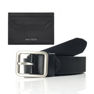 소가죽 남성 수동 슬림 벨트 4 카드지갑 세트