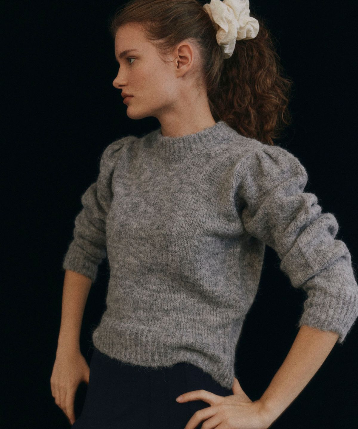 쏘이르(SO IR) PUFFY SLEEVE KNIT - GREY