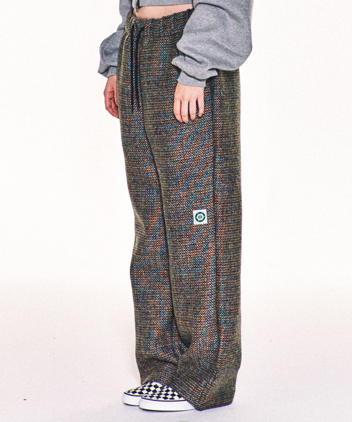 프리키쉬빌딩(FREAKISH BUILDING) AVRIL TWEED WIDE LONG PANTS (BLUE)