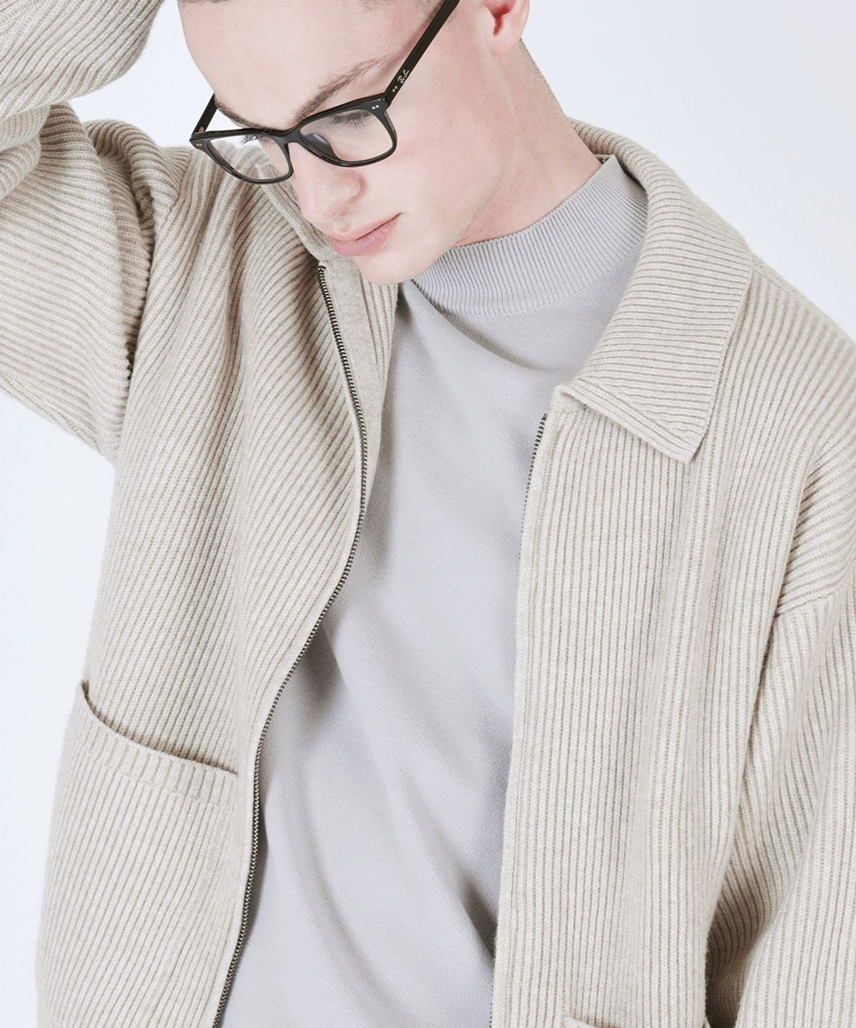 챈세스노이(CHANCE'S NOI) Heavy Knit Two-way Zip up (Beige)