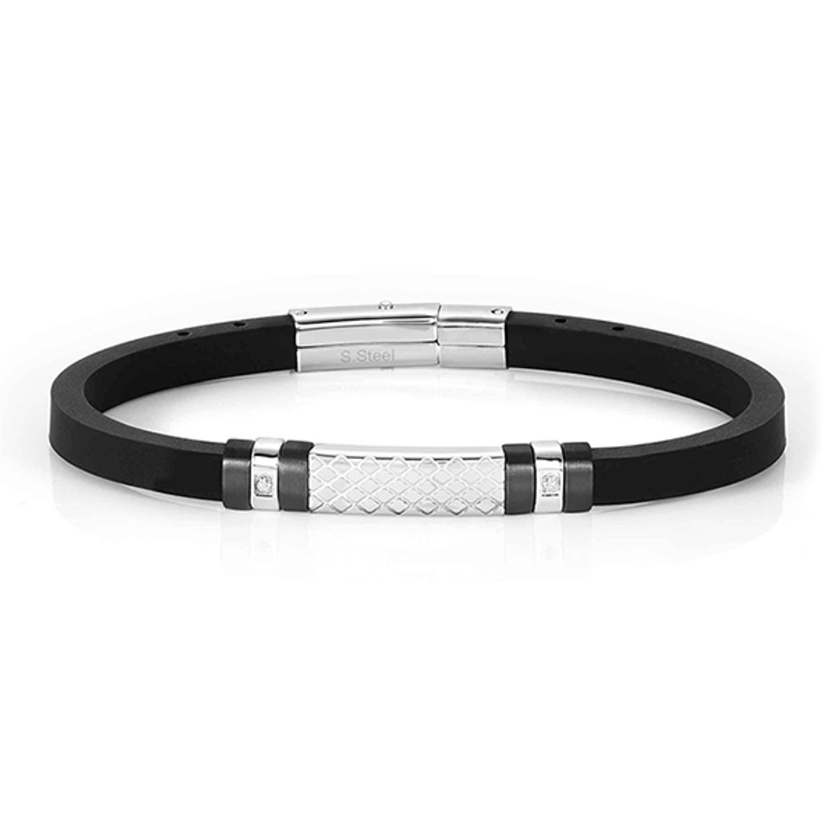 노미네이션(NOMINATION) 팔찌 시티 CITY steel, rubber and 2 cz with PVD finish (Black) 028806/015