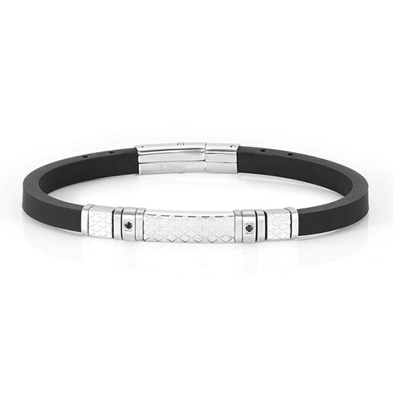 팔찌 시티 CITY steel,rubber and 2 cz with PVD finish (Steel) 028809/001