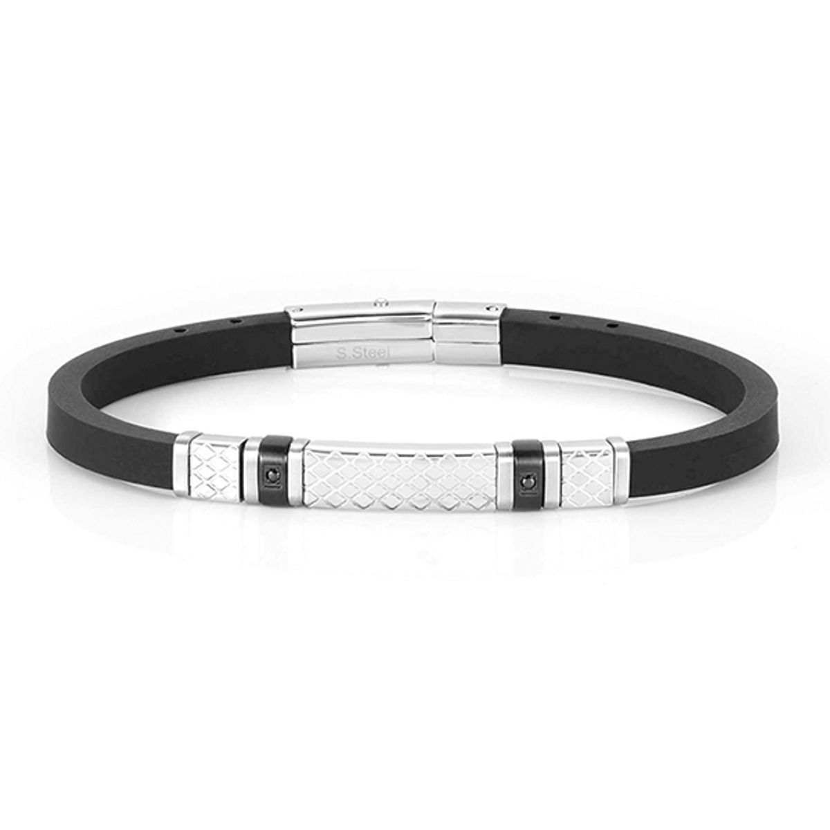 노미네이션(NOMINATION) 팔찌 시티 CITY steel,rubber and 2 cz with PVD finish (Black) 028809/015
