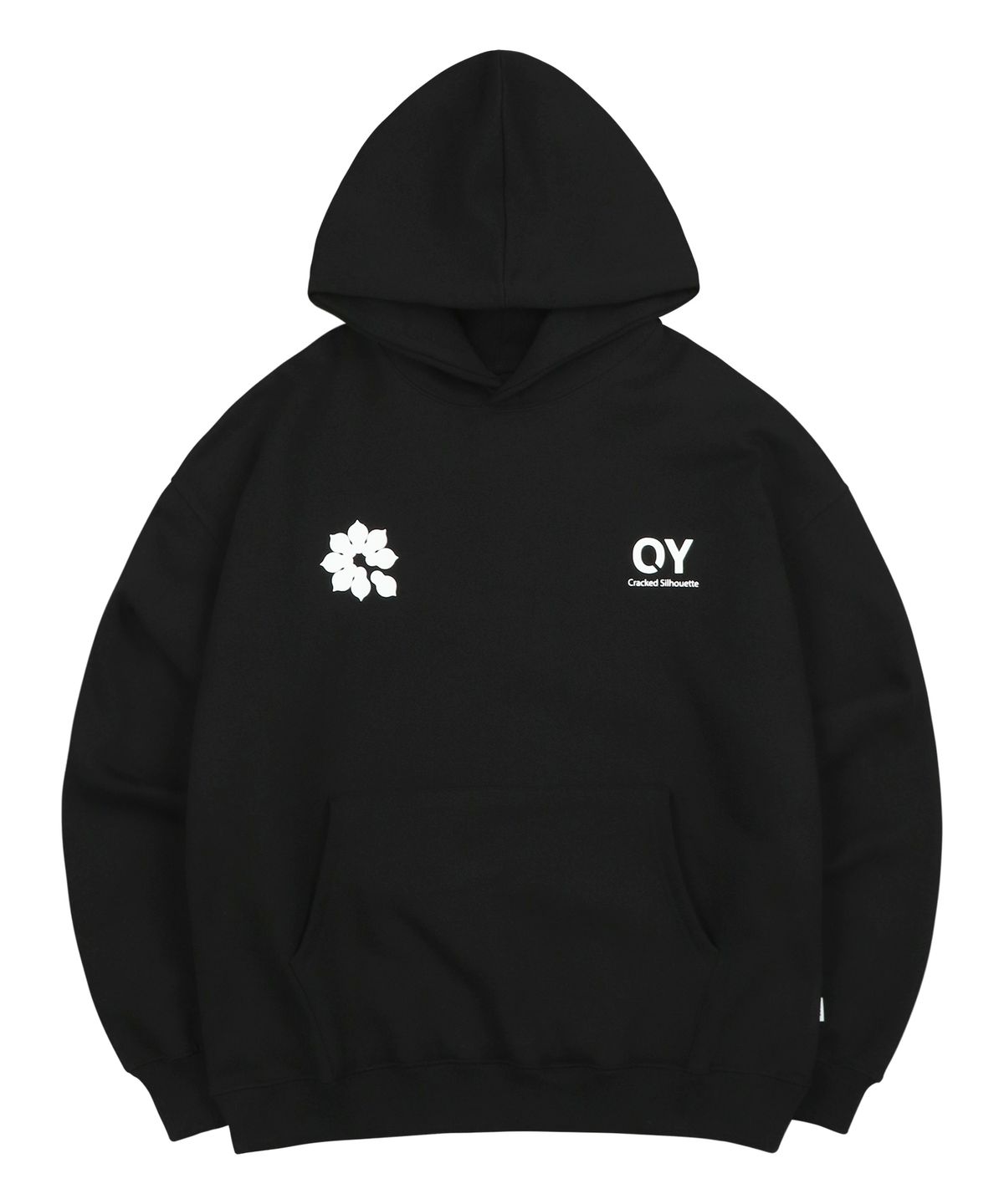 오픈야드(오와이)(OPENYARD(OY)) 버스트 플라워 로고 후드-블랙