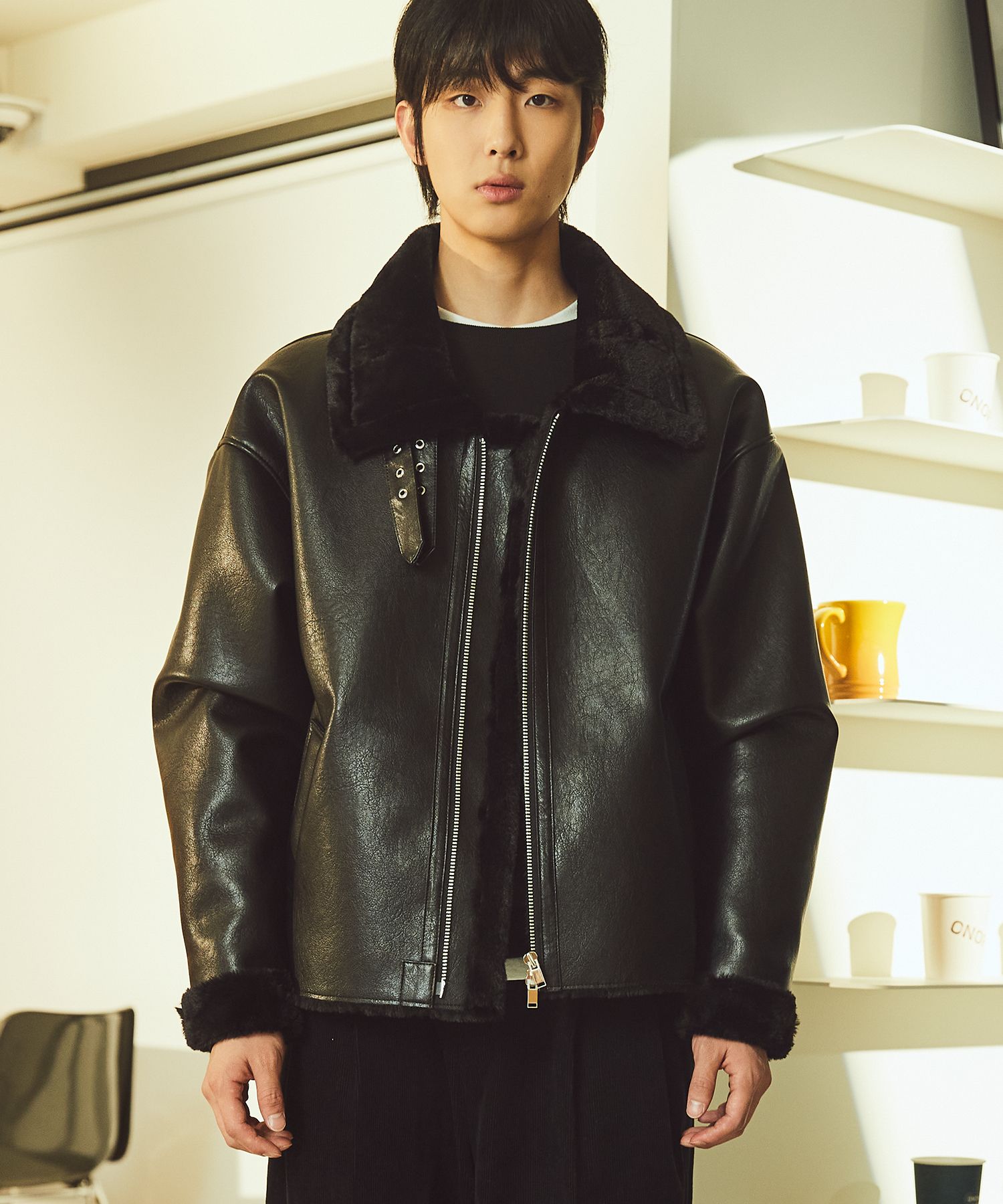 Cutoff Flight Mouton Jacket (Brown) ムシンサ