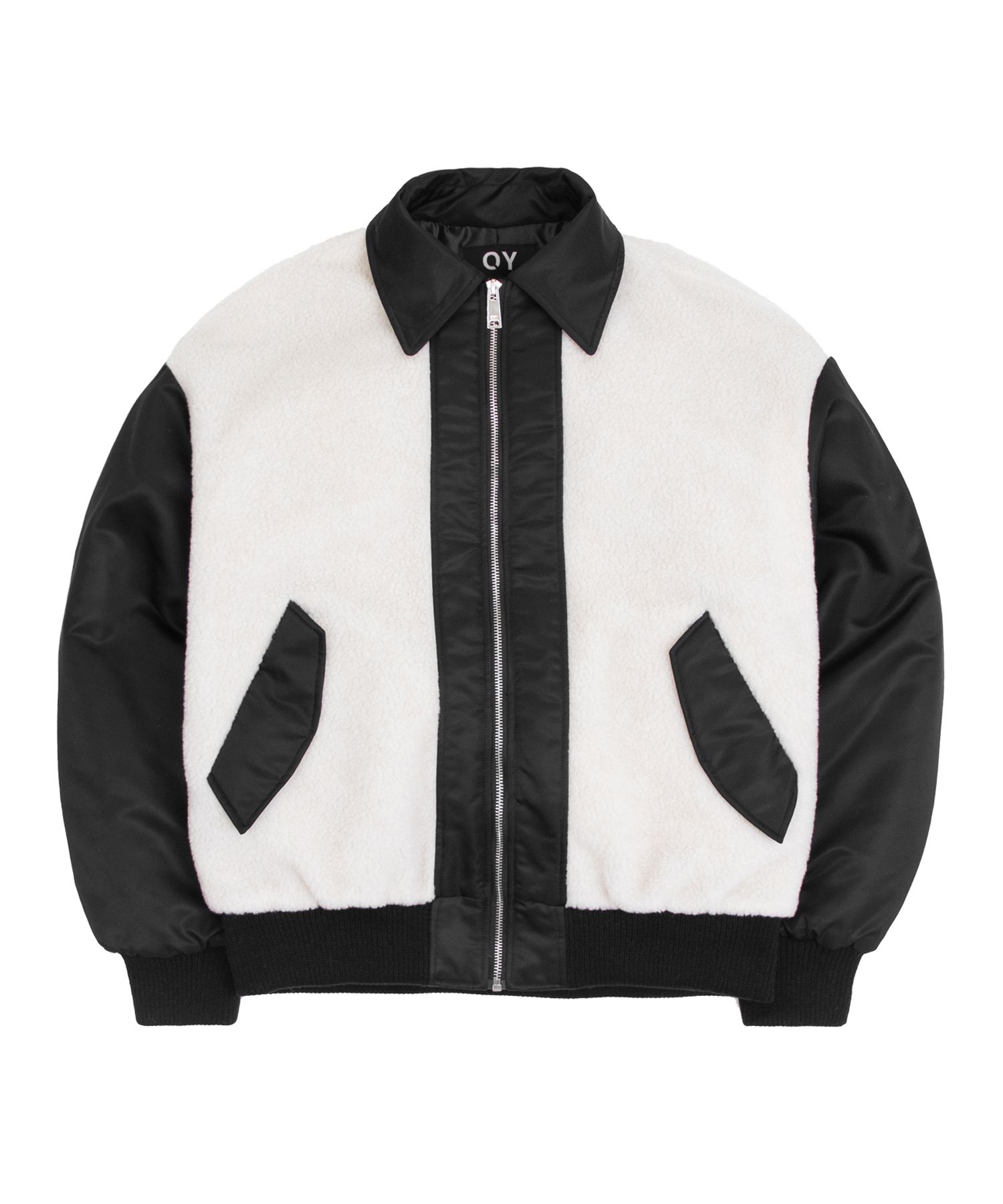 MUSINSA OY Flower Logo Fleece Bomber Jacket Black