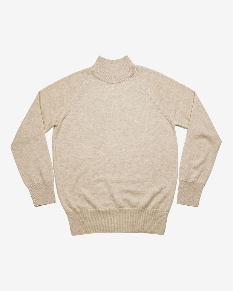 Extrafine Merino Wool Mock-neck (Beige)