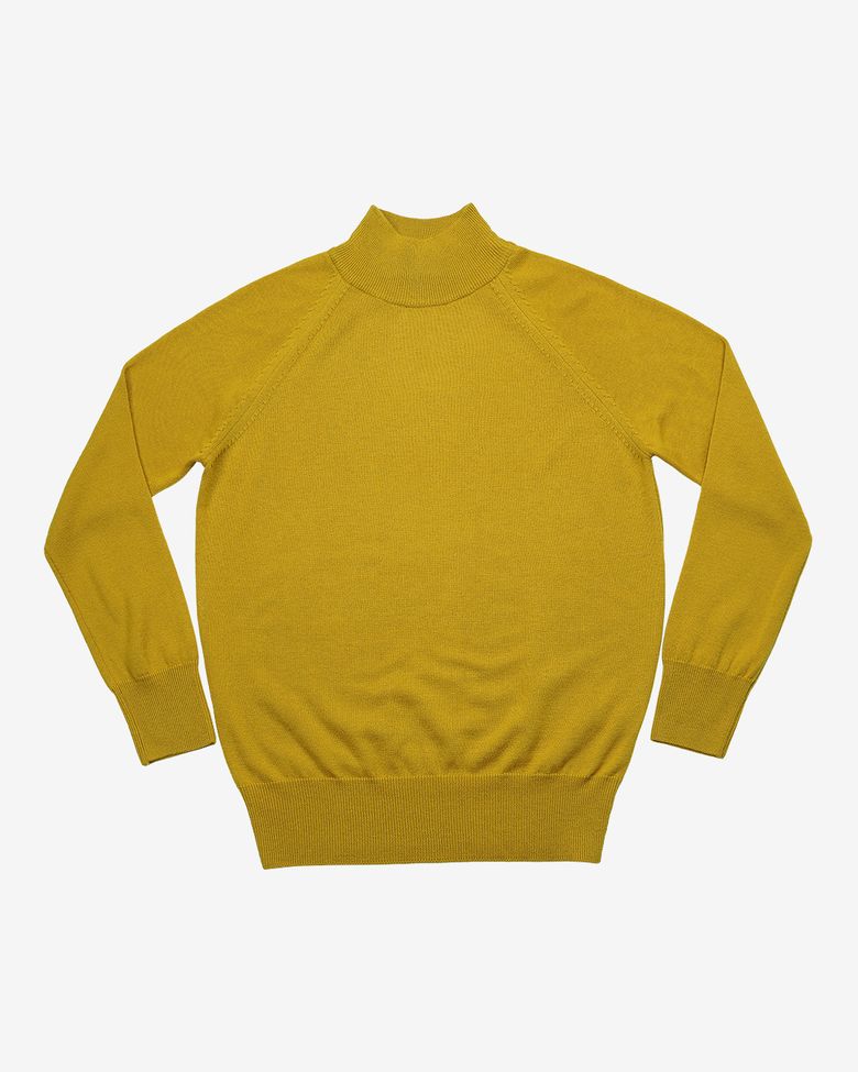 Extrafine Merino Wool Mock-neck (Mustard)