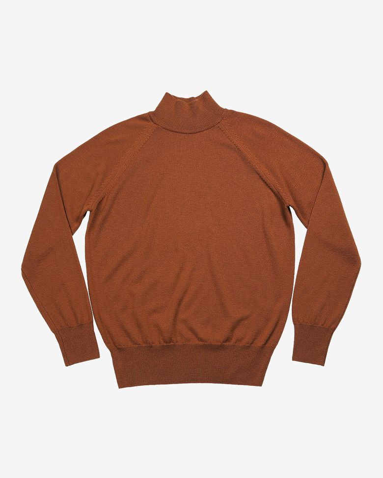 Extrafine Merino Wool Mock-neck (Orange)