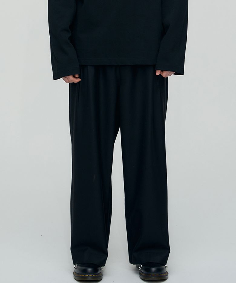 INVERTED PLEATS REAL WIDE FIT BANDING SLACKS