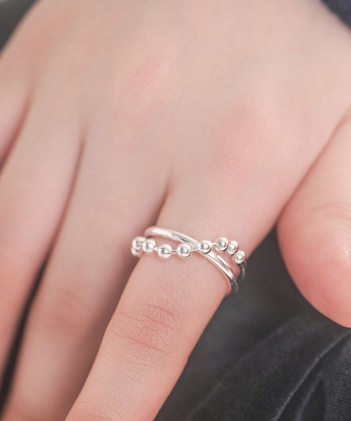 포스트루드(POSTLUDE) [SILVER] 2 LINE BALL CHAIN RING