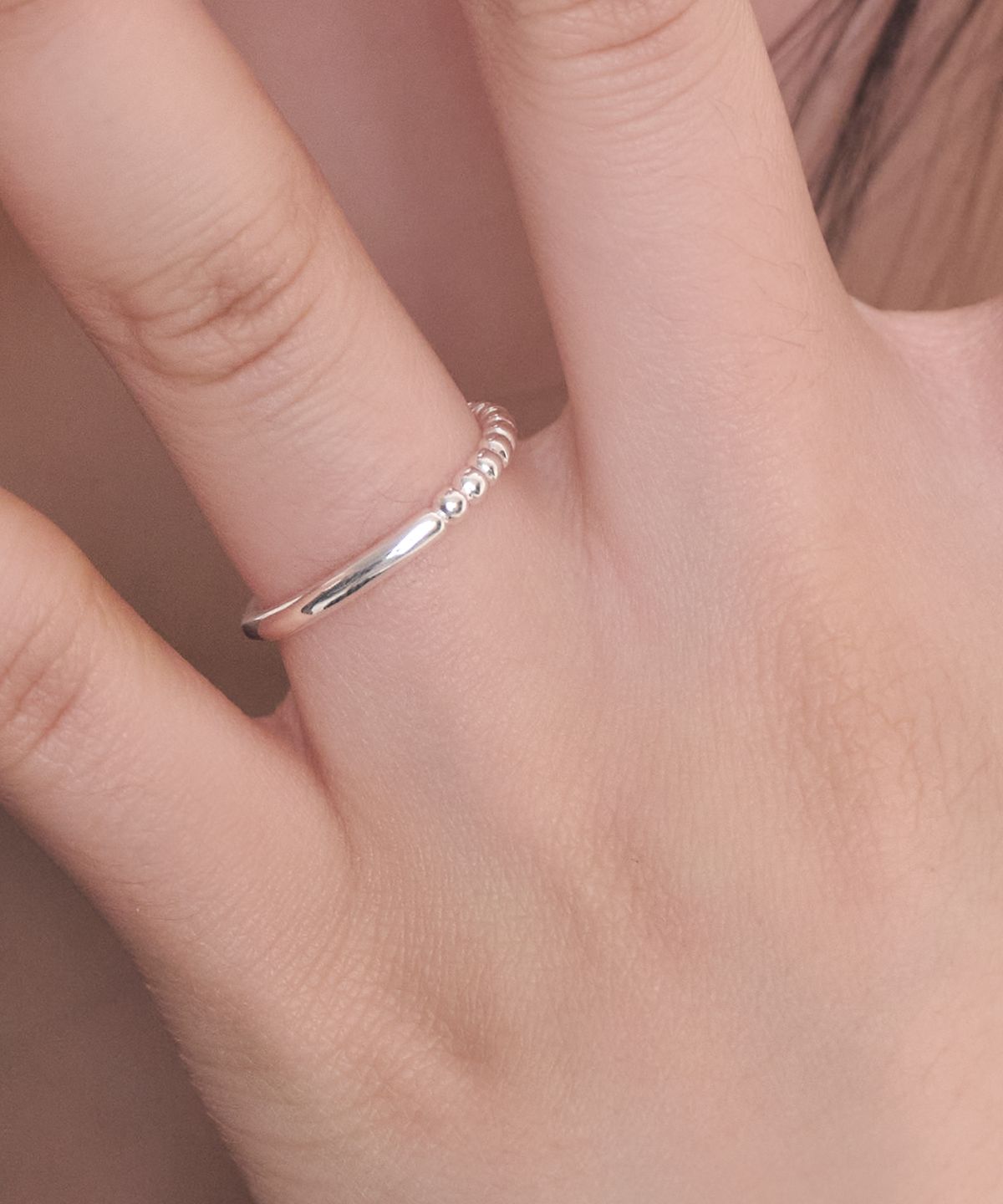 포스트루드(POSTLUDE) [SILVER] HALF BALL LINE FREE RING
