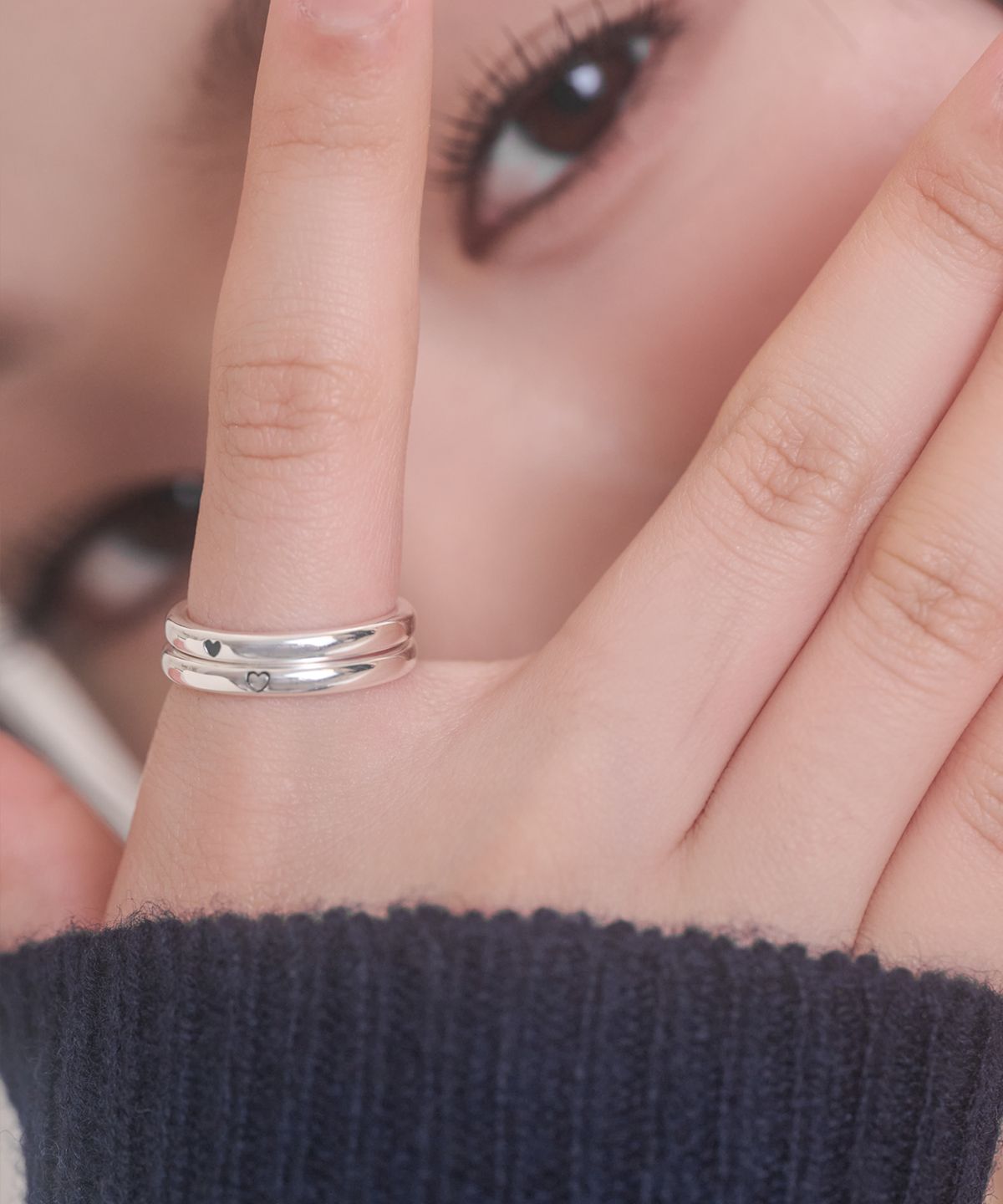 포스트루드(POSTLUDE) [SILVER] HEART ENGRAVING RING (2 TYPE)