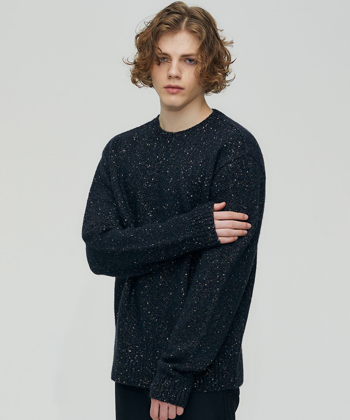 핀스드룩(FINSDRUCK) METALIC YAK & LUREX PULLOVER (BLACK)