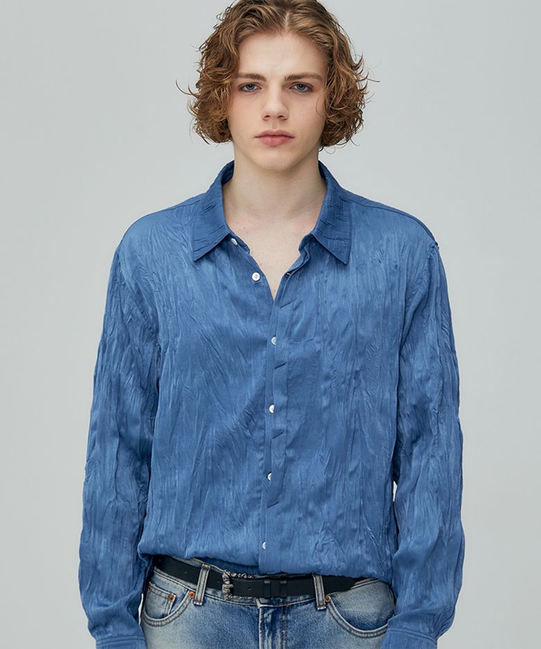 PEARLY CREASE HALF HIDDEN SHIRTS (MISTY BLUE)