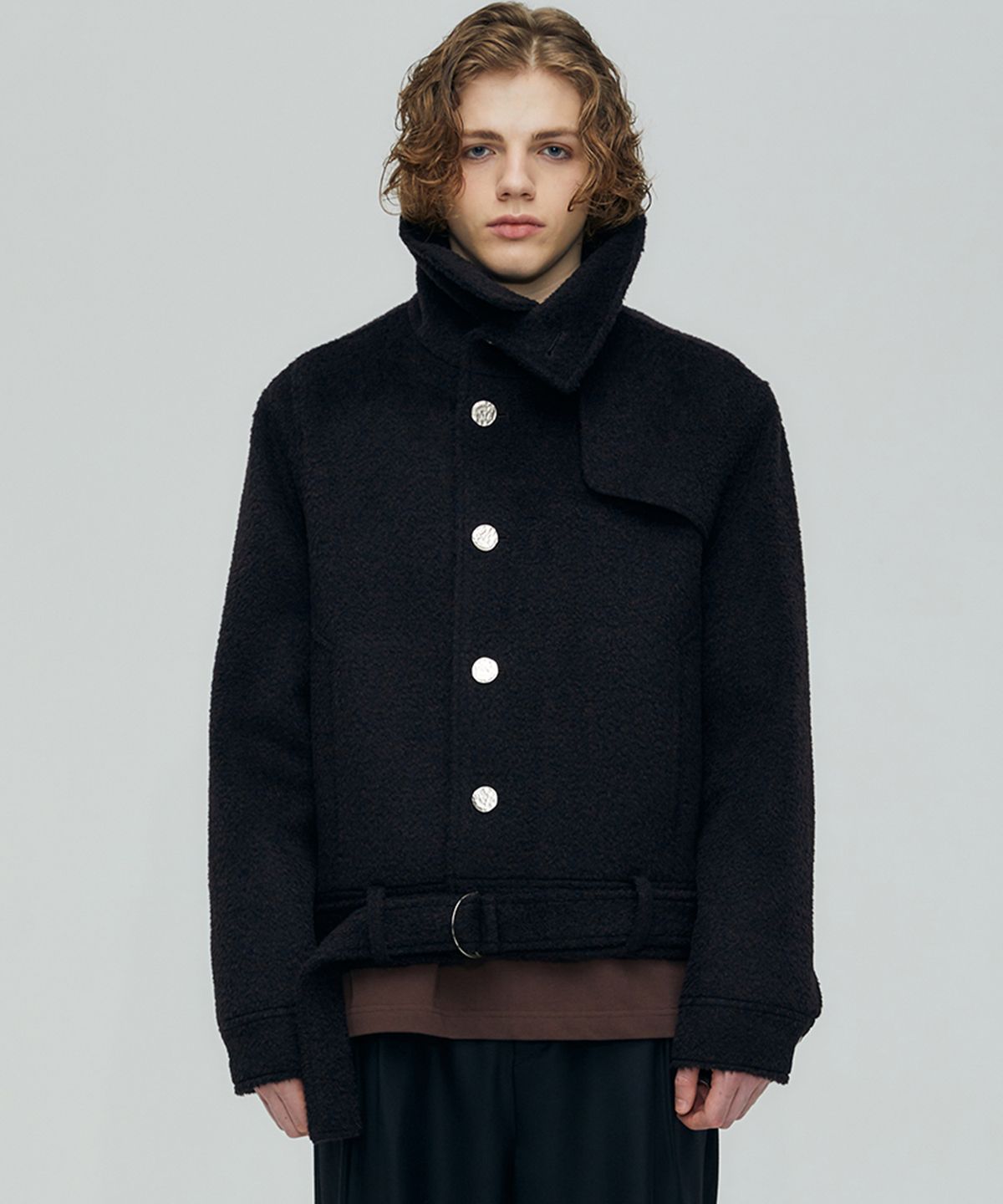 핀스드룩(FINSDRUCK) ALPACA HIGHNECK CROPPED BLOUSON (DEEPER BROWN)