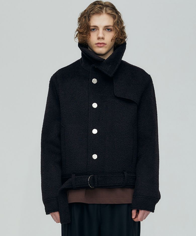 ALPACA HIGHNECK CROPPED BLOUSON (DEEPER BROWN)