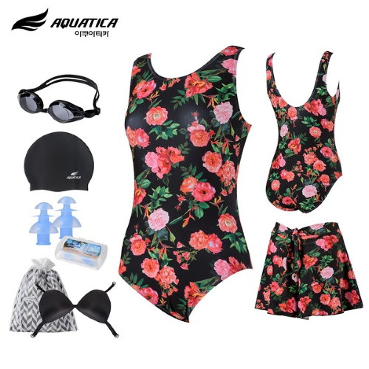 아쿠아티카(AQUATICA) 여성 실내수영복 AQA14CR 일반용수경6종세트