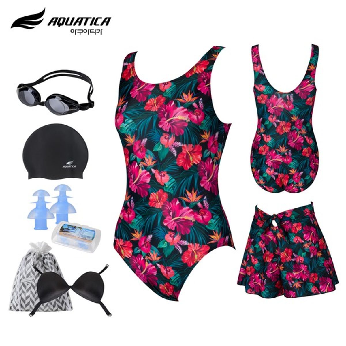 아쿠아티카(AQUATICA) 여성 실내수영복 AQA14CX 일반용수경6종세트