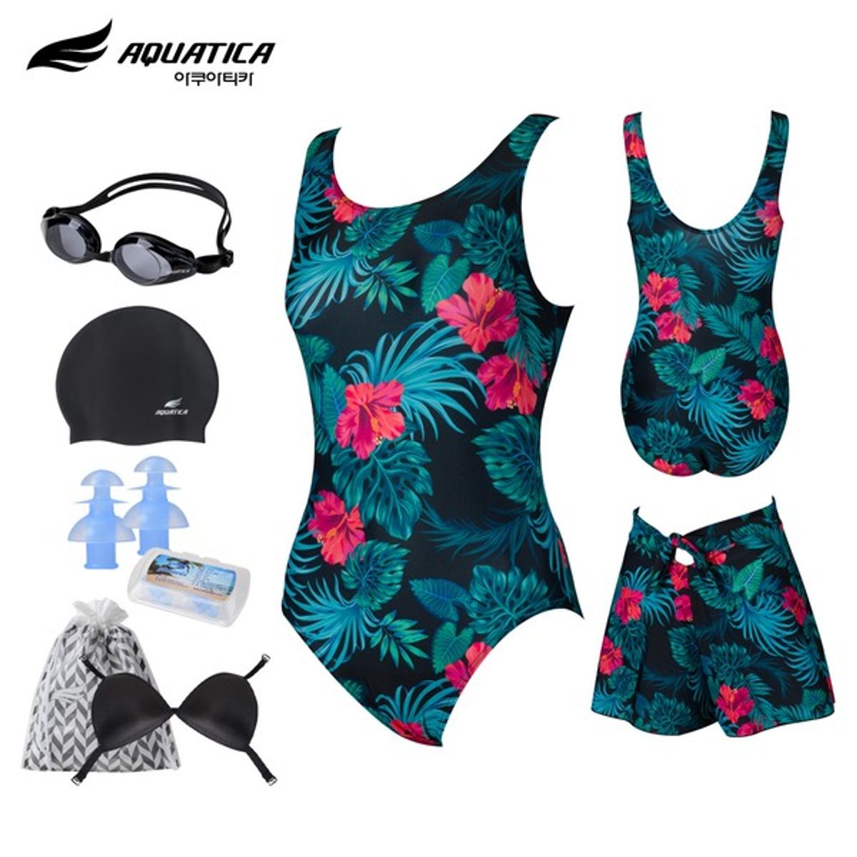 아쿠아티카(AQUATICA) 여성 실내수영복 AQA14CV 일반용수경6종세트