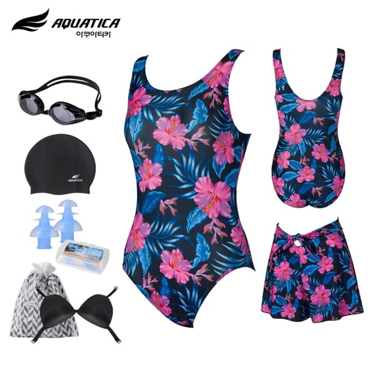 아쿠아티카(AQUATICA) 여성 실내수영복 AQA14CT 일반용수경6종세트