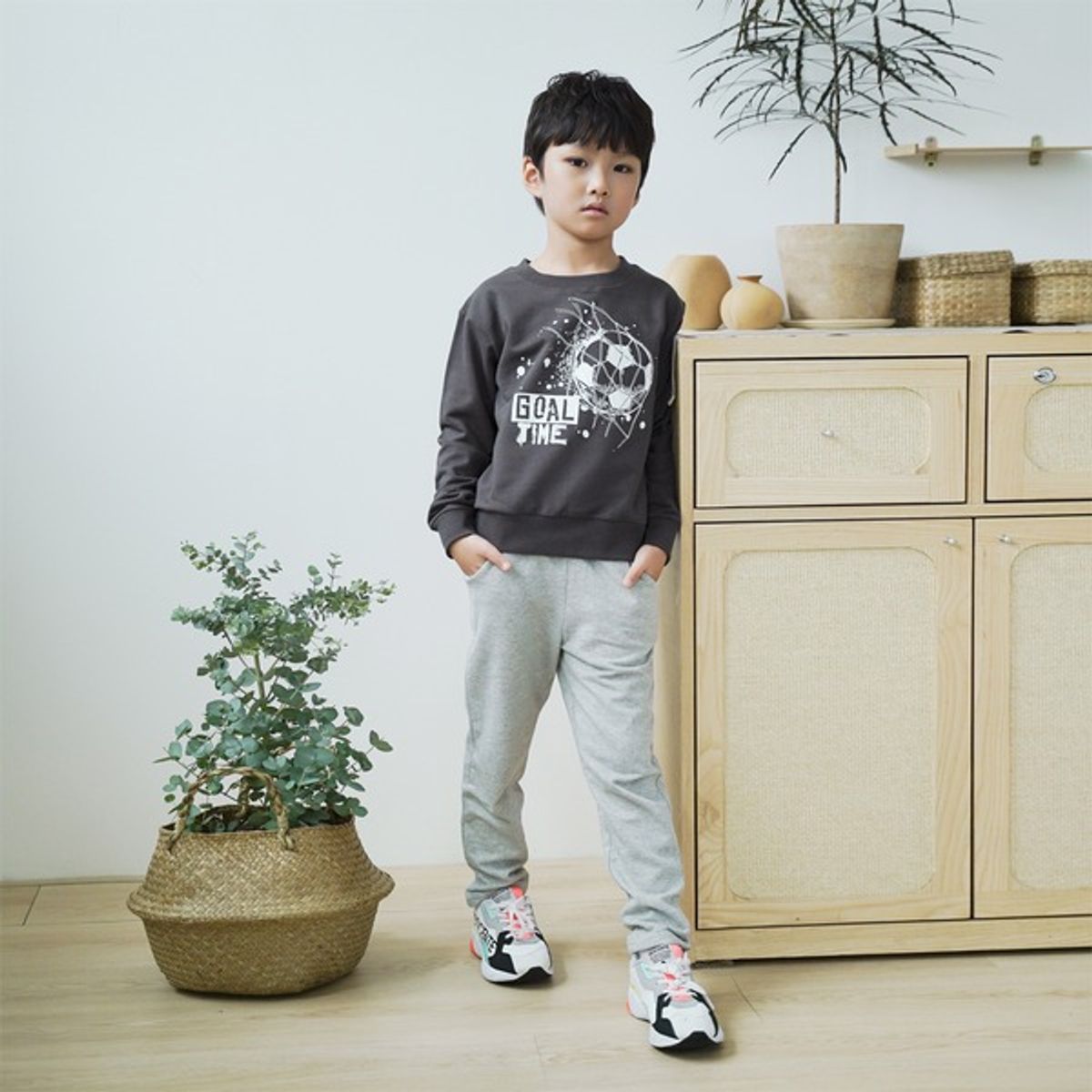 아쿠아티카 키즈(AQUATICA KIDS) 키즈 AQKT08 상의챠콜+하의멜란지