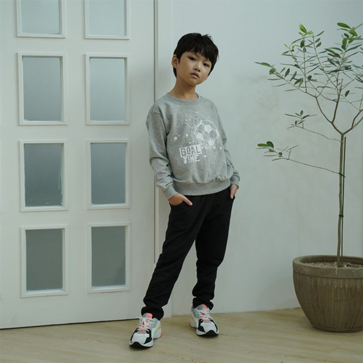 아쿠아티카 키즈(AQUATICA KIDS) 키즈 AQKT08 상의멜란지+하의검정