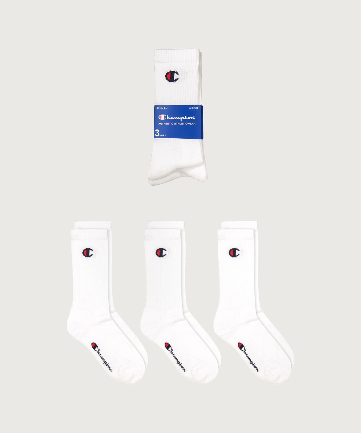 챔피온(CHAMPION) C로고 풀랭스 삭스 3PACK White